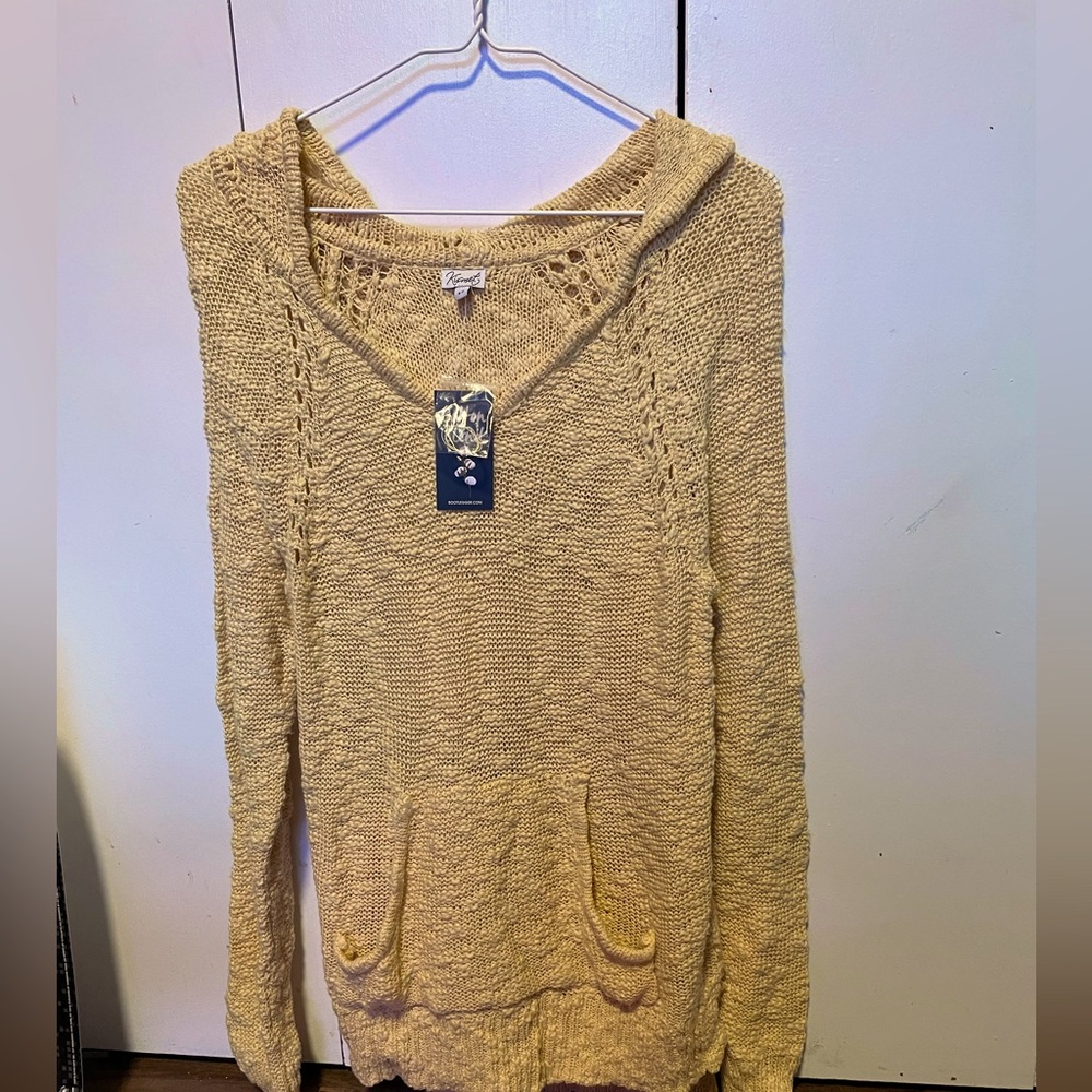 Yellow knit hoody sweater